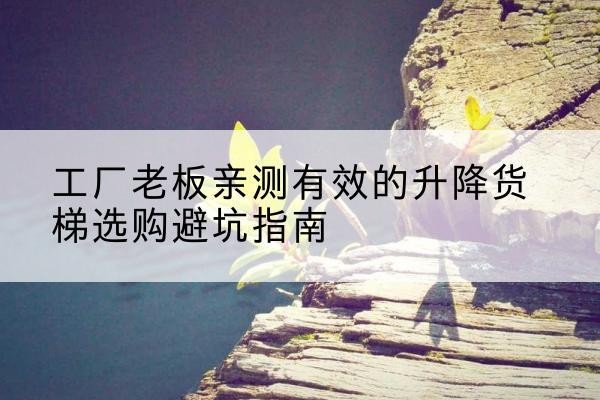可克达拉升降货梯怎么选-工厂老板亲测有效的升降货梯选购避坑指南
